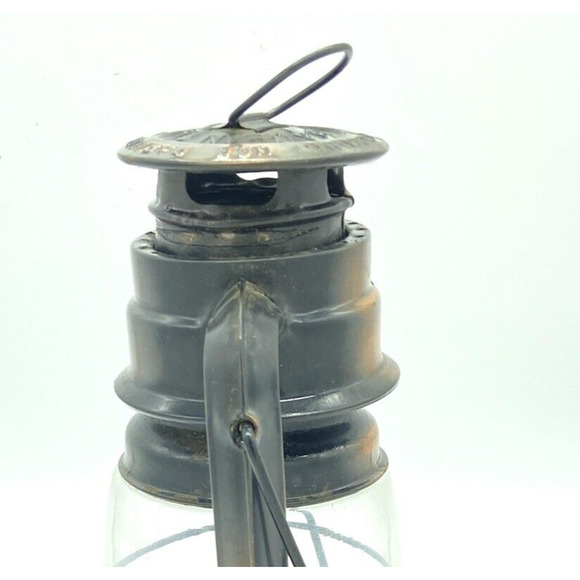 Vintage metal Oil Lantern 10" tall HM102 Copper Black Paraffin Use Only - Picture 9 of 12